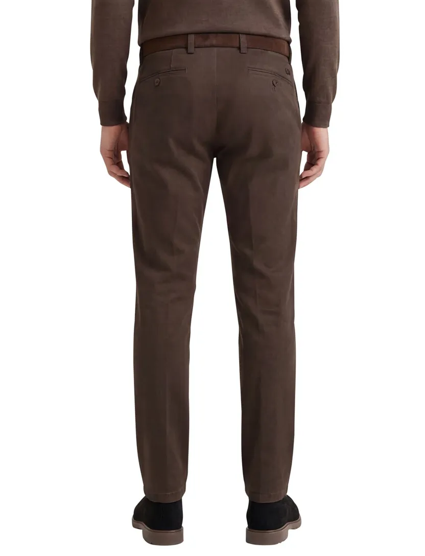 Portofino katoenen broek bruin effen katoen