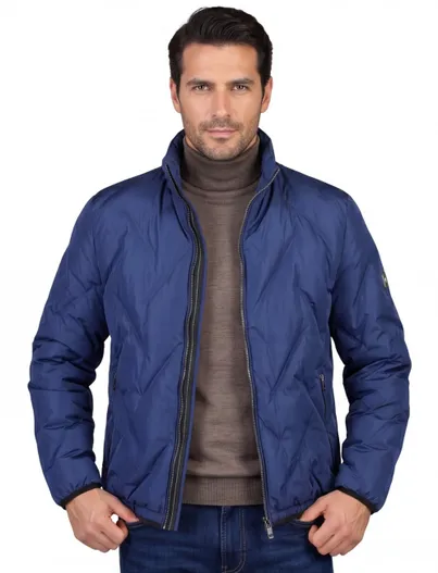 Pierre Cardin Pierre Cardin jack blauw opstaande kraag