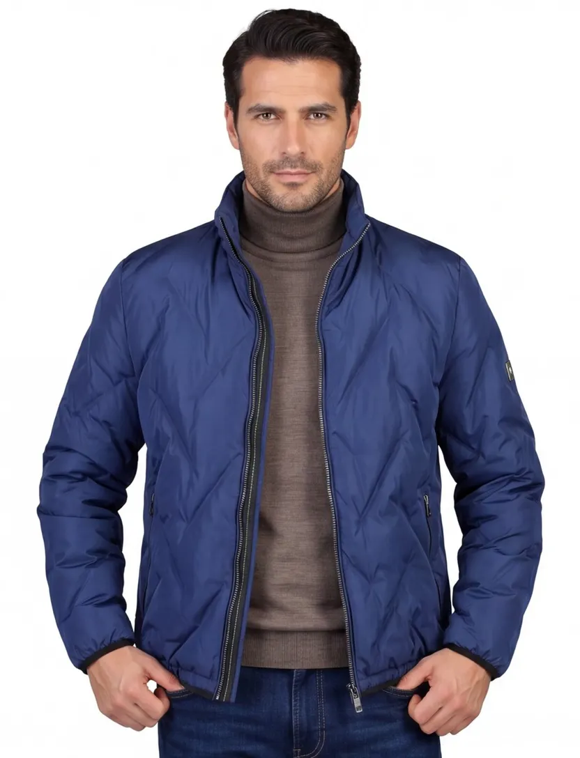Pierre Cardin jack blauw opstaande kraag