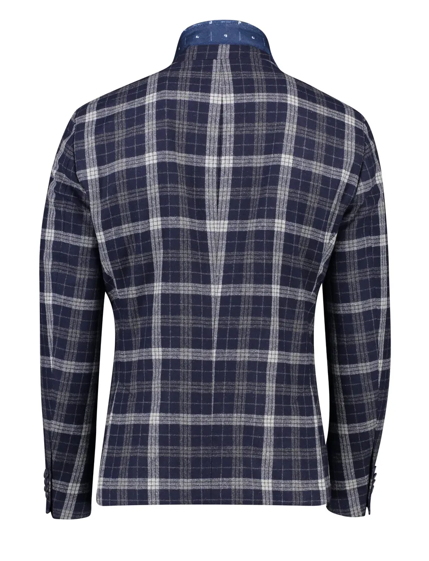 Colbert geruit donkerblauw Pierre Cardin slim fit