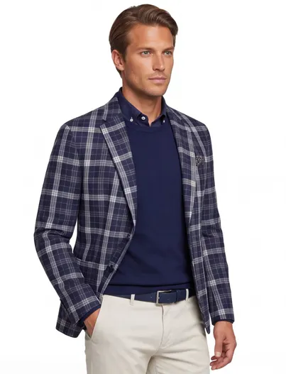 Pierre Cardin Pierre Cardin colbert slim fit navy geruit