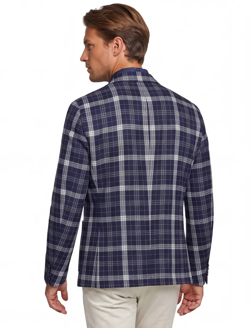 Pierre Cardin colbert slim fit navy geruit