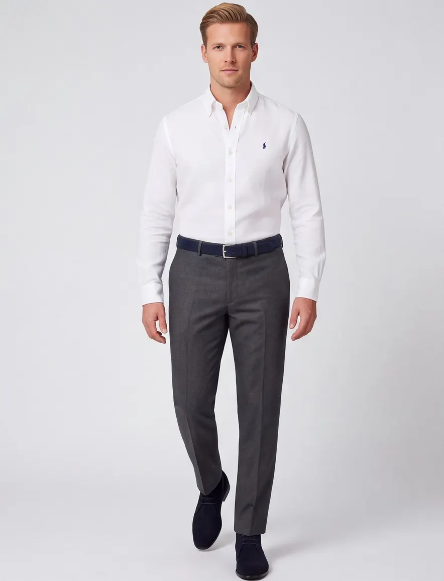 Hiltl wollen pantalon grijs effen wol