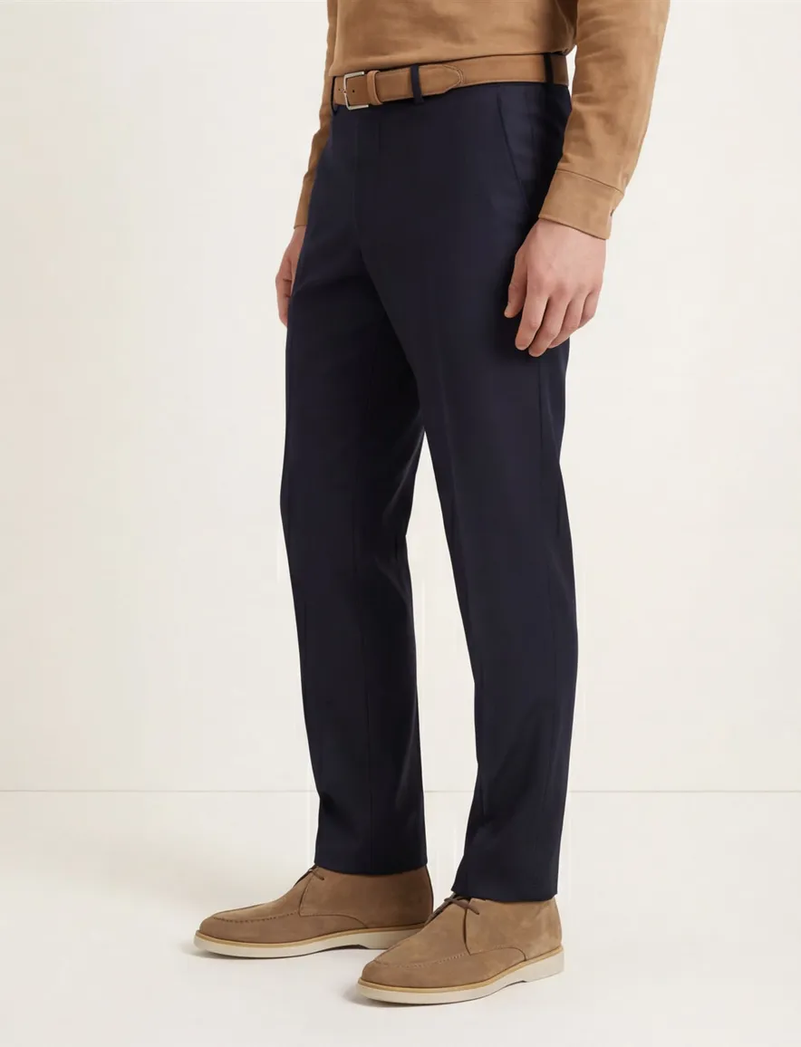 Hiltl wollen pantalon donkerblauw effen