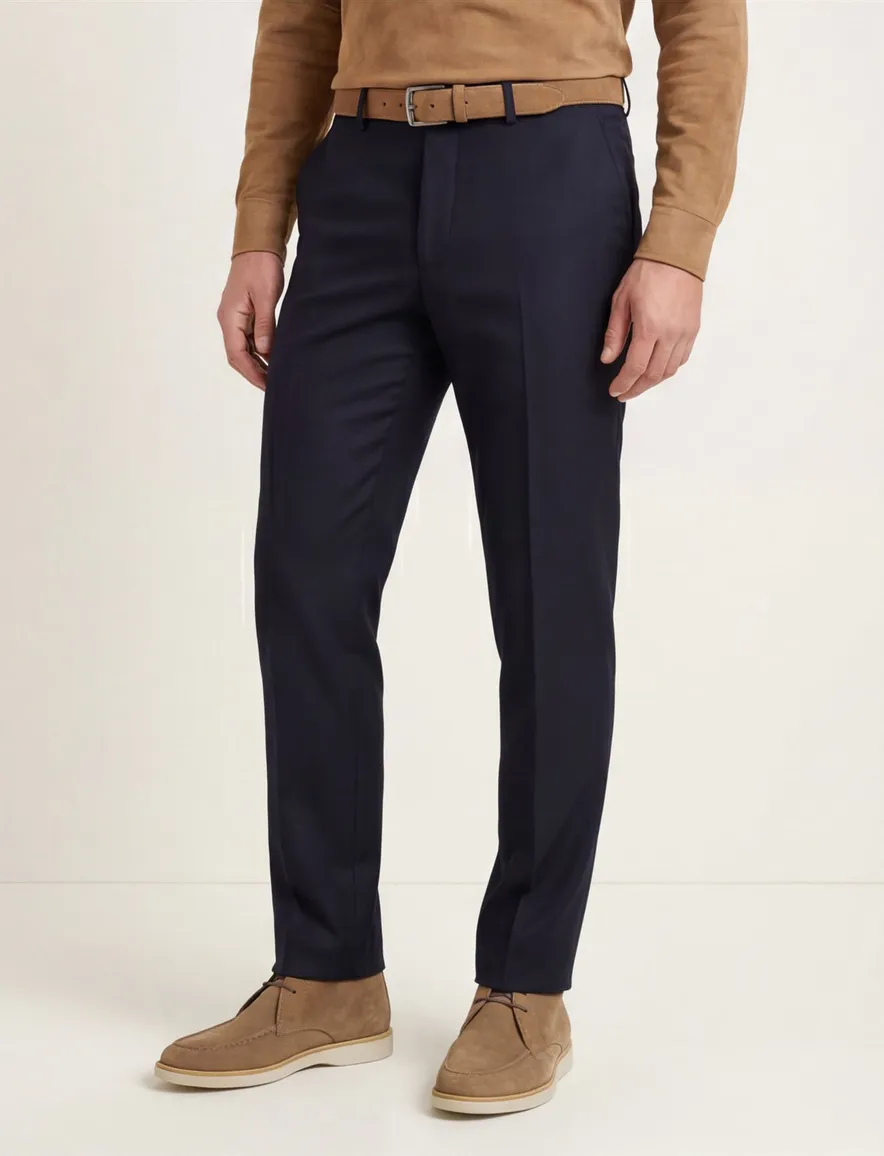 Hiltl wollen pantalon donkerblauw effen