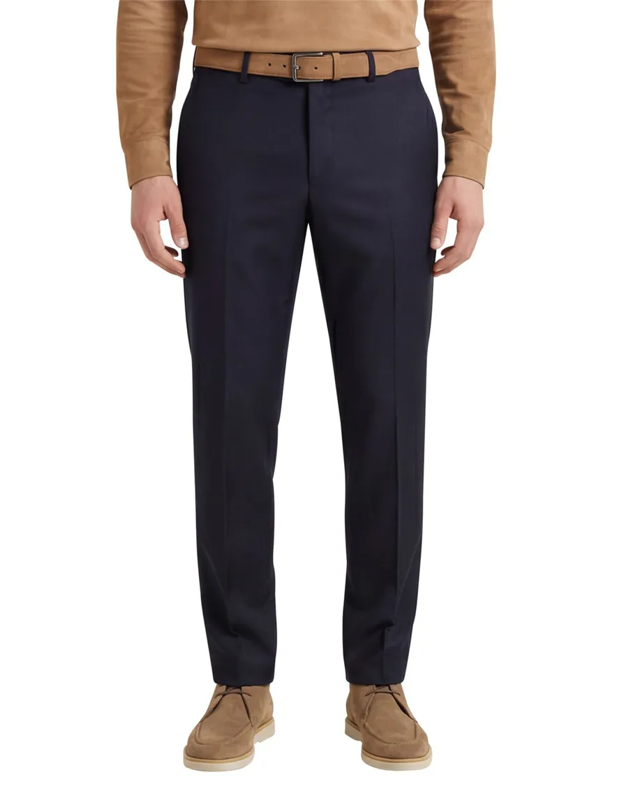 Hiltl wollen pantalon donkerblauw effen