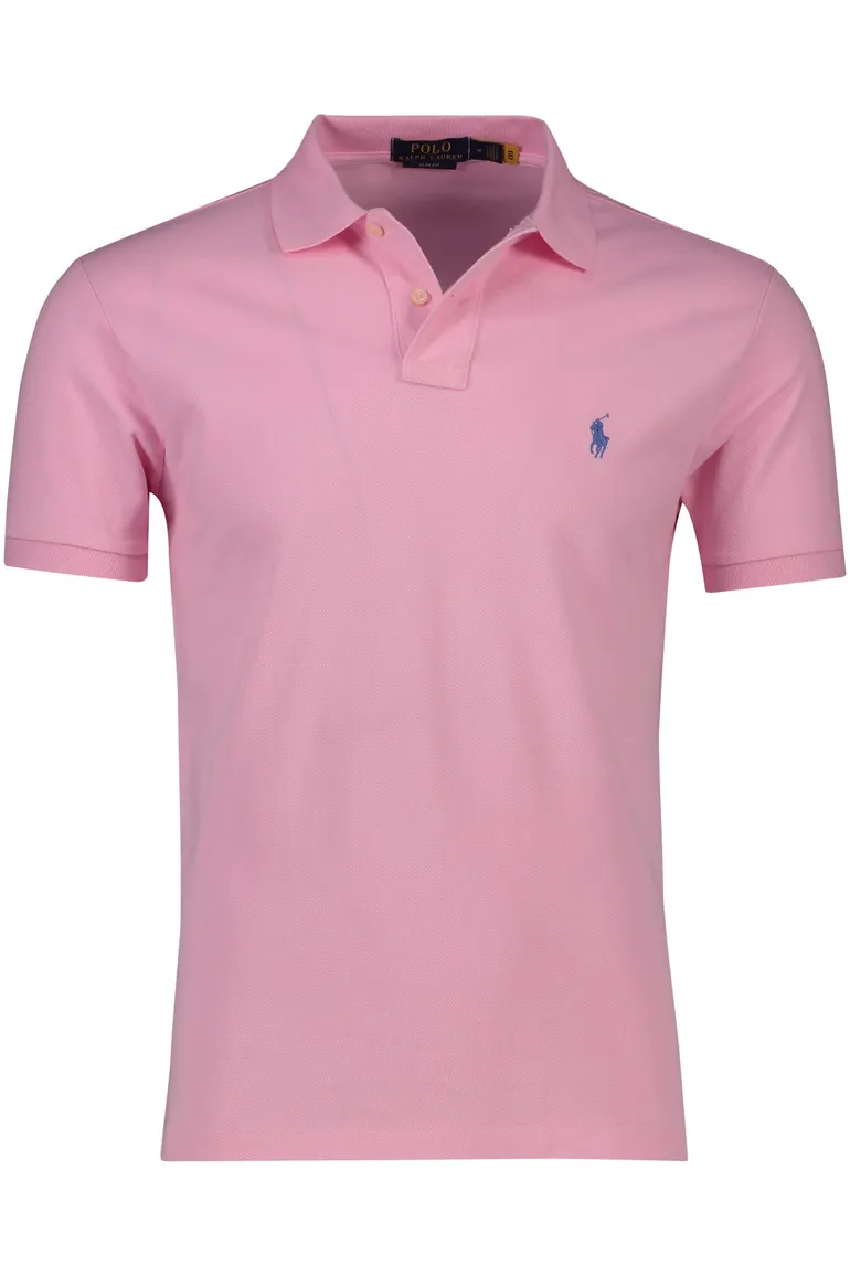 Polo Ralph Lauren polo slim fit roze effen 100% katoen