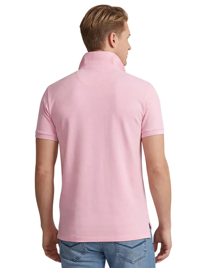 Polo Ralph Lauren polo slim fit roze effen katoen 2-knoops