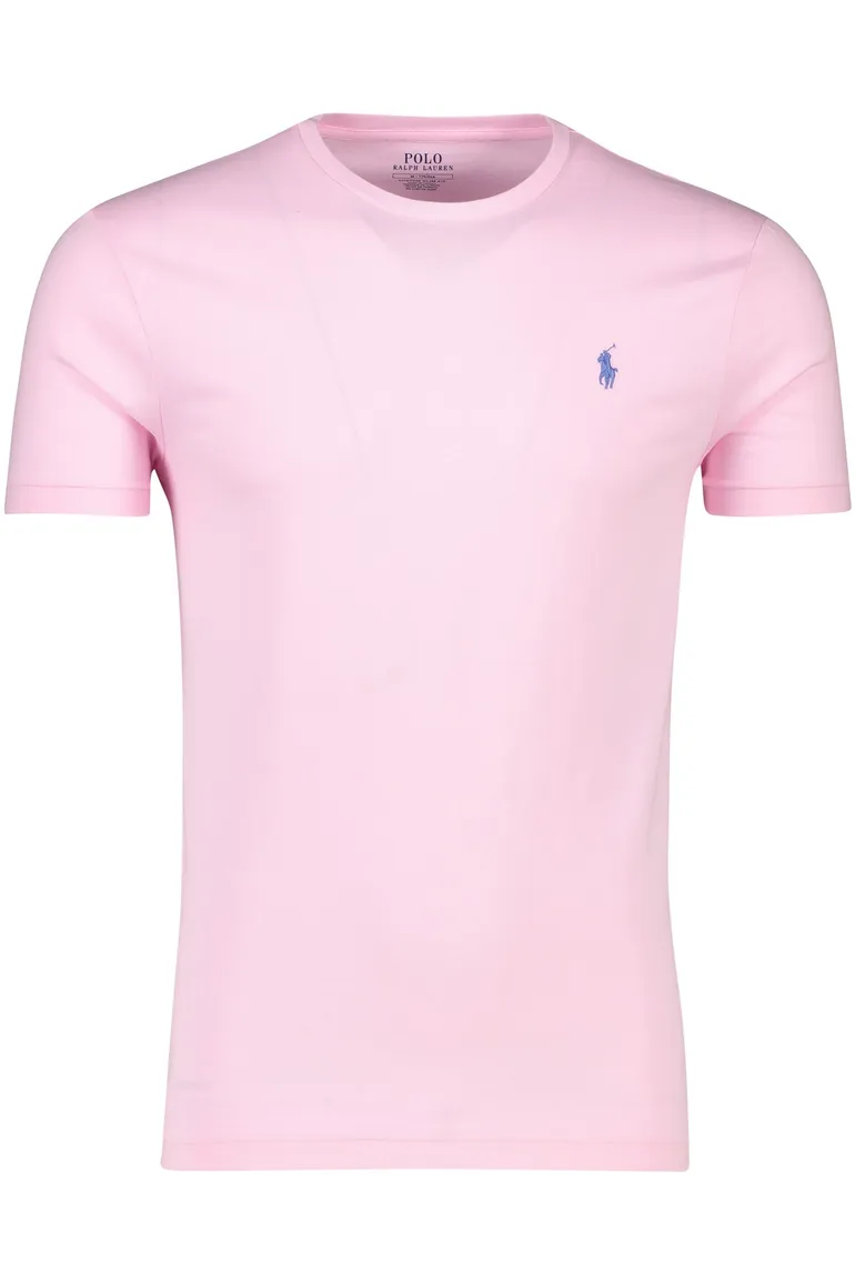 Roze t-shirt Ralph Lauren Custom Slim Fit effen katoen ronde hals