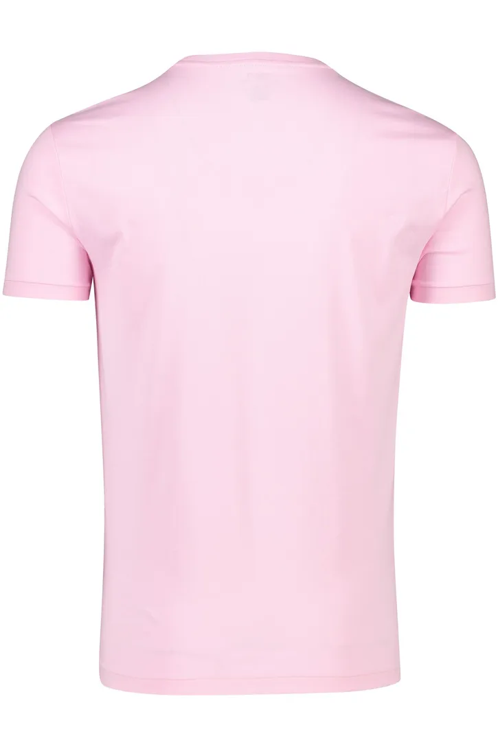 Roze t-shirt Ralph Lauren Custom Slim Fit effen 100% katoen