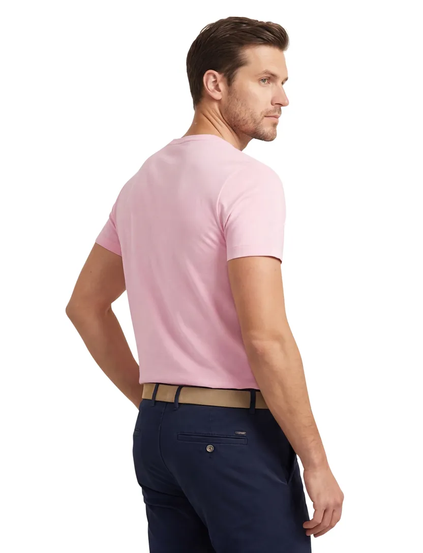 Roze t-shirt Ralph Lauren Custom Slim Fit effen 100% katoen