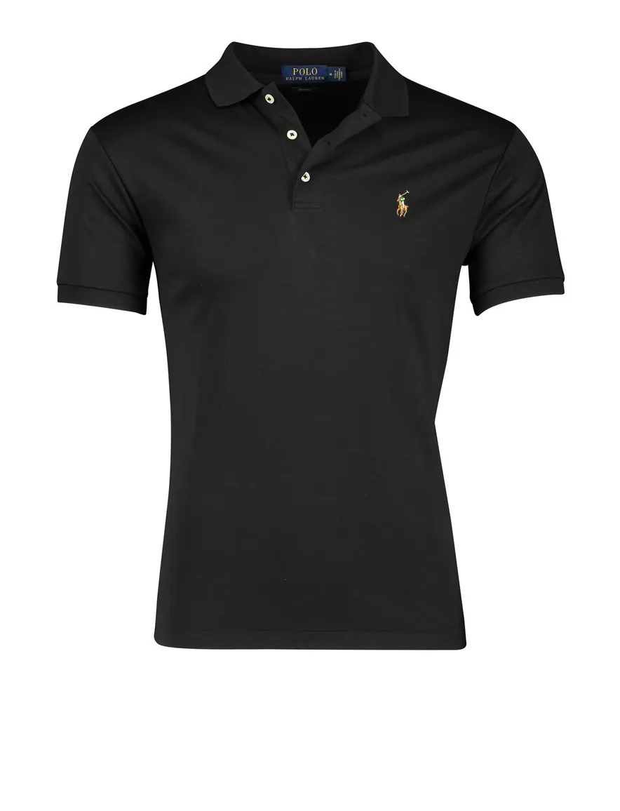 Poloshirt Ralph Lauren effen zwart Big & Tall