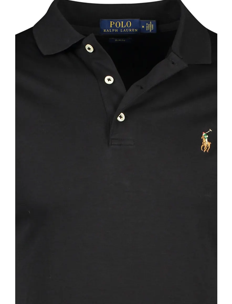 Polo Ralph Lauren Big & Tall poloshirt zwart pique