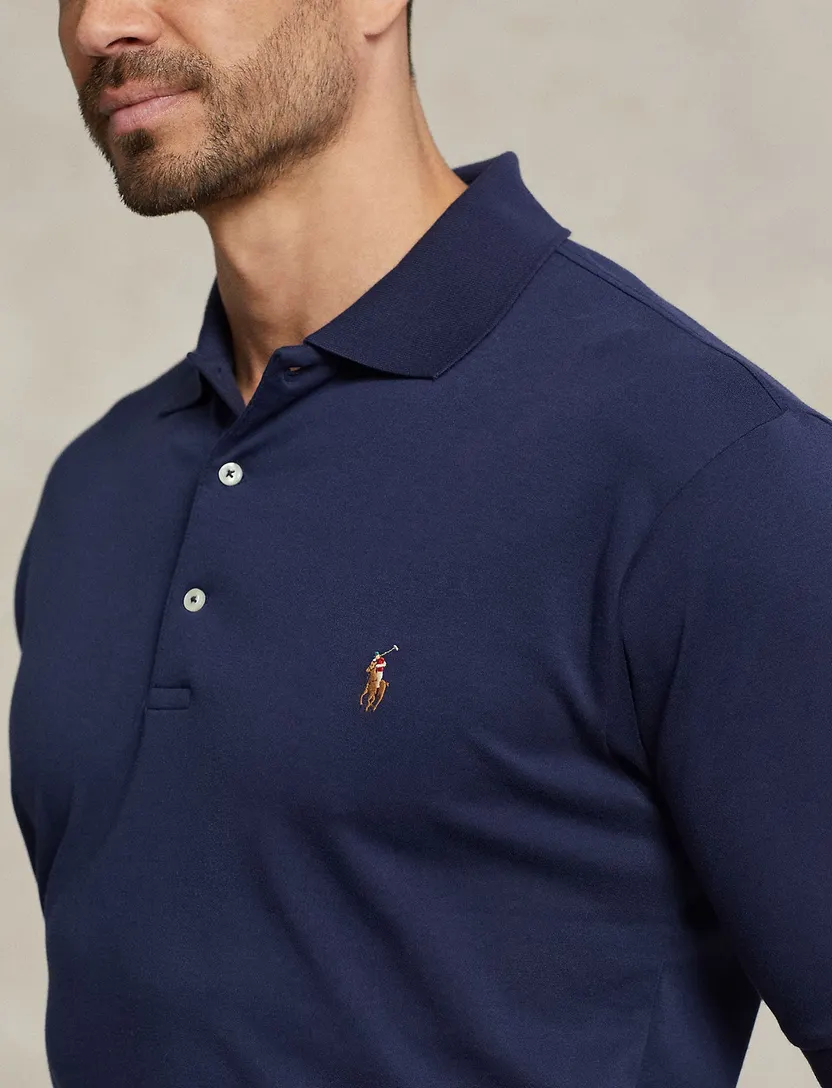 Polo Ralph Lauren Big & Tall donkerblauw pique korte mouw