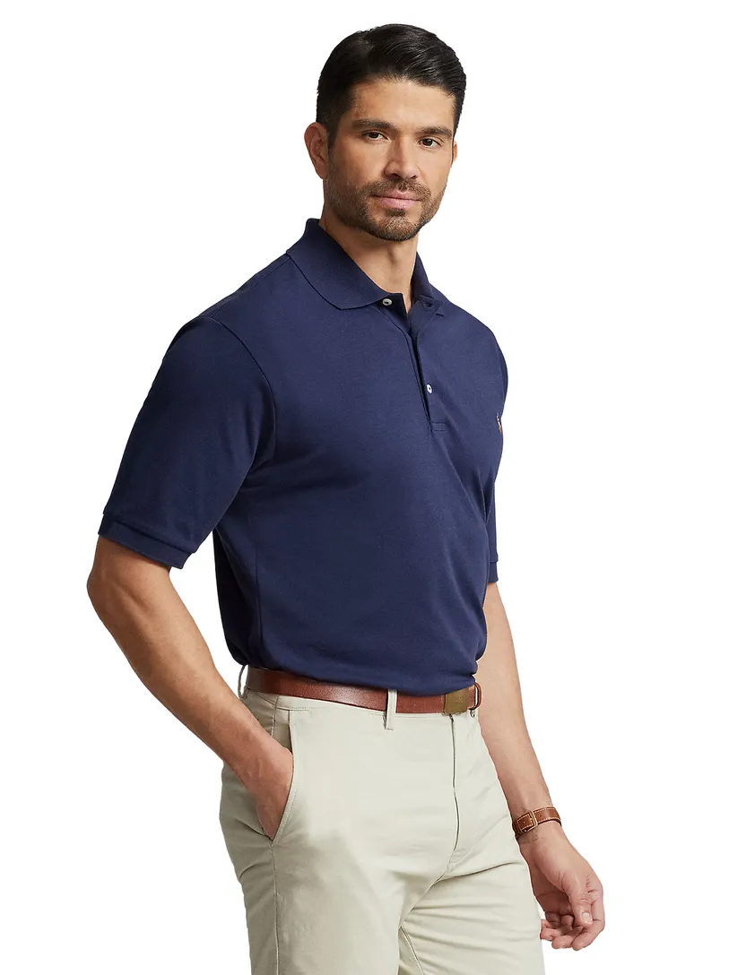 Polo Ralph Lauren Big & Tall donkerblauw pique korte mouw
