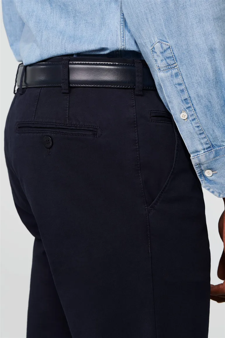 katoenen broek Meyer donkerblauw effen katoen Bonn