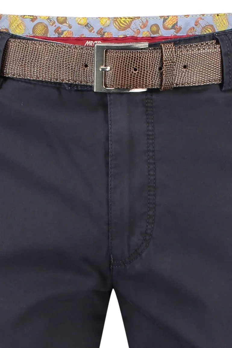 katoenen broek Meyer donkerblauw effen katoen Bonn