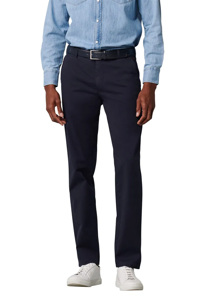 katoenen broek Meyer donkerblauw effen katoen Bonn