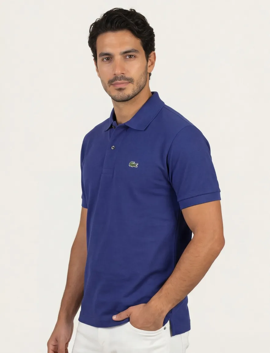 Poloshirt Lacoste donkerblauw katoen wijde fit