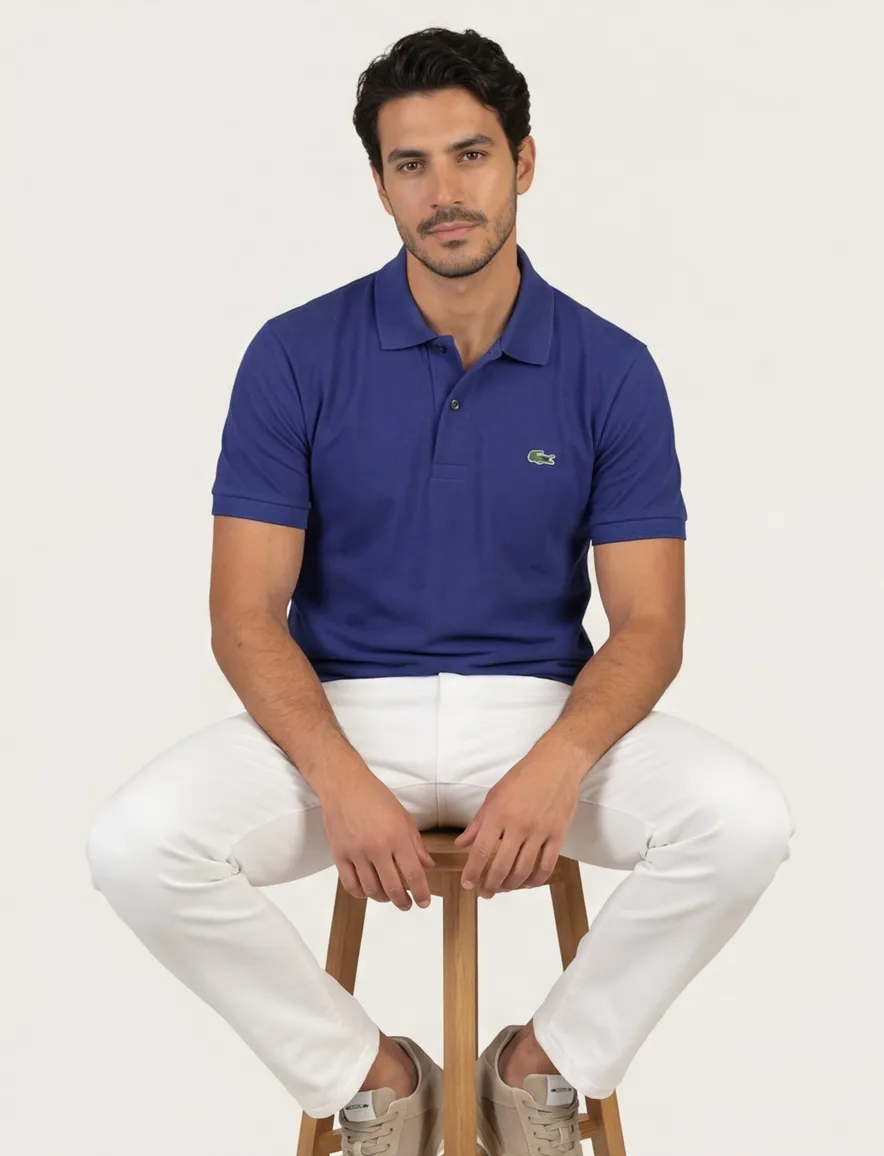 Poloshirt Lacoste donkerblauw katoen wijde fit