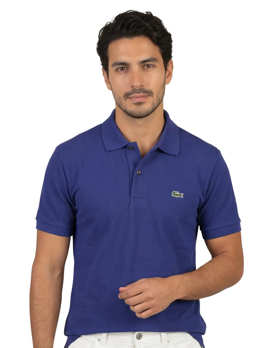 Poloshirt Lacoste donkerblauw katoen wijde fit