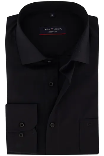 Casa Moda Casa Moda overhemd Modern Fit mouwlengte 7 zwart effen