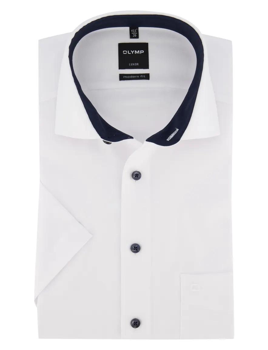 Olymp overhemd Modern Fit wit korte mouw