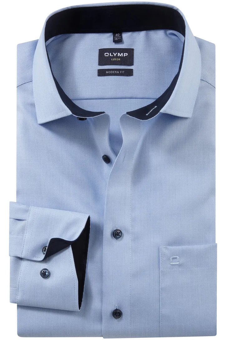 Strijkvrij Olymp overhemd effen blauw Modern Fit