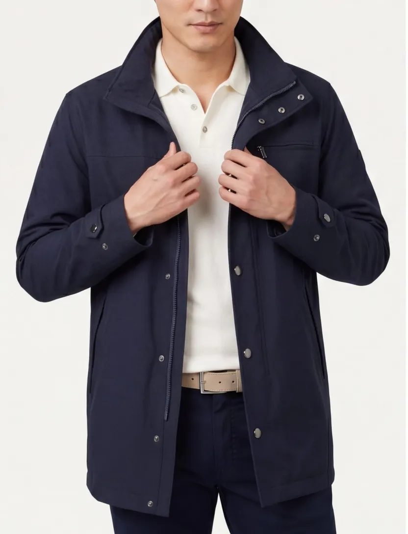 Jas donkerblauw Pierre Cardin Gore-Tex capuchon afneembaar
