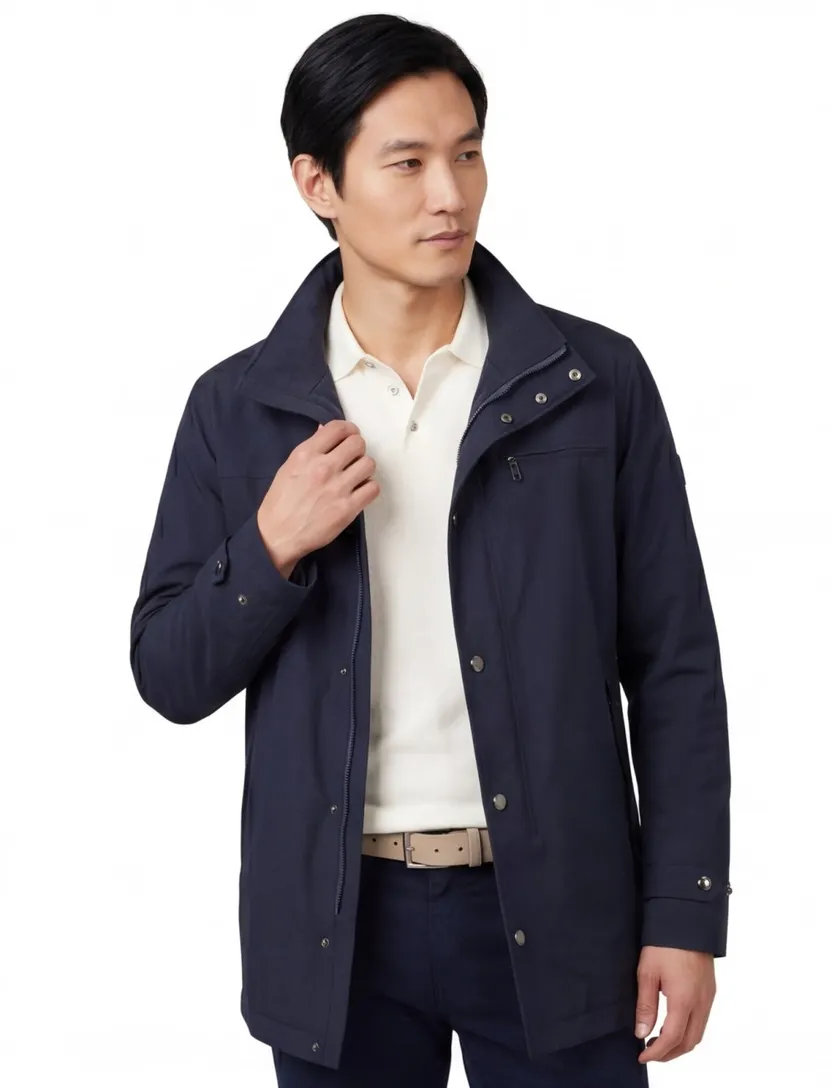 Jas donkerblauw Pierre Cardin Gore-Tex capuchon afneembaar
