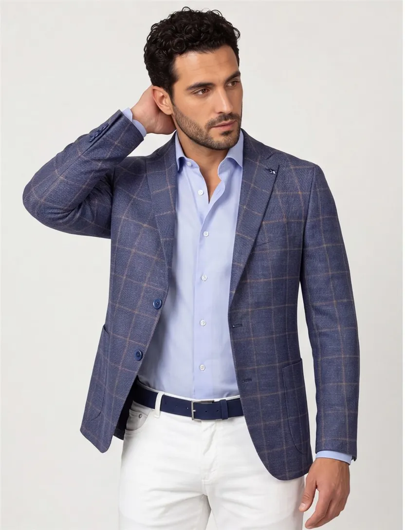 Blauw geruit colbert Digel Edward