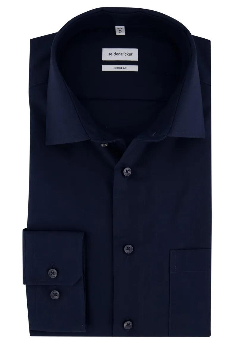 Seidensticker overhemd normale fit donkerblauw effen