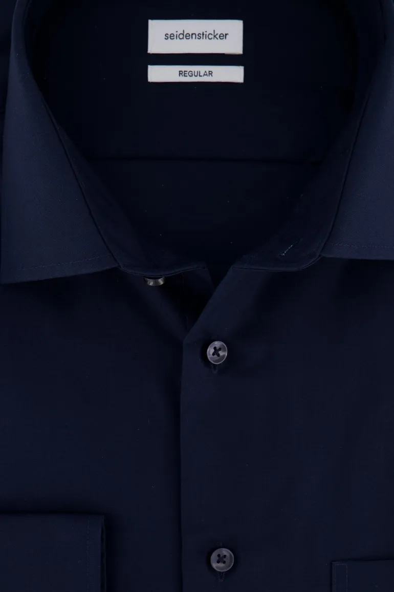 Seidensticker overhemd normale fit donkerblauw effen