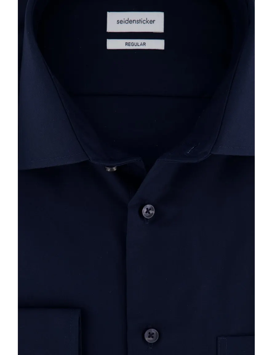 Seidensticker overhemd normale fit donkerblauw effen