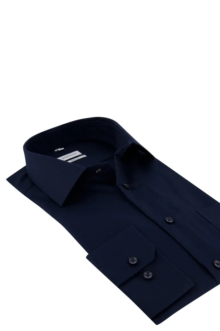 Seidensticker overhemd normale fit donkerblauw effen