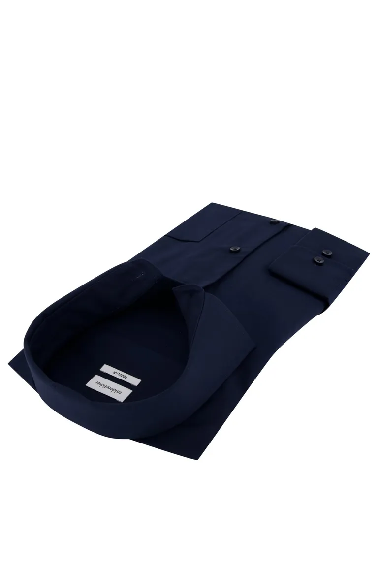 Seidensticker overhemd normale fit donkerblauw effen