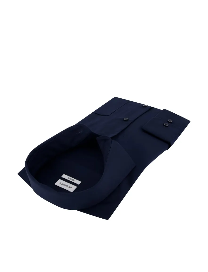 Seidensticker overhemd normale fit donkerblauw effen
