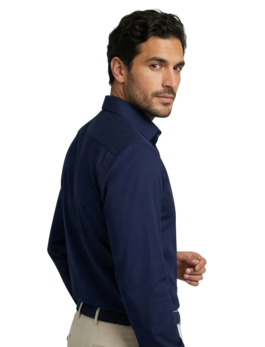 Seidensticker overhemd normale fit donkerblauw effen