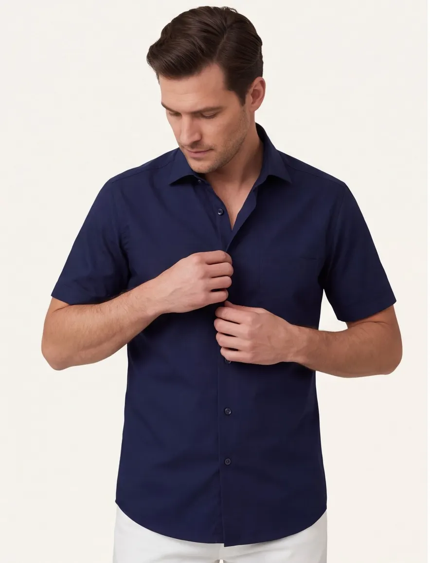 Donkerblauw overhemd Seidensticker Regular Fit