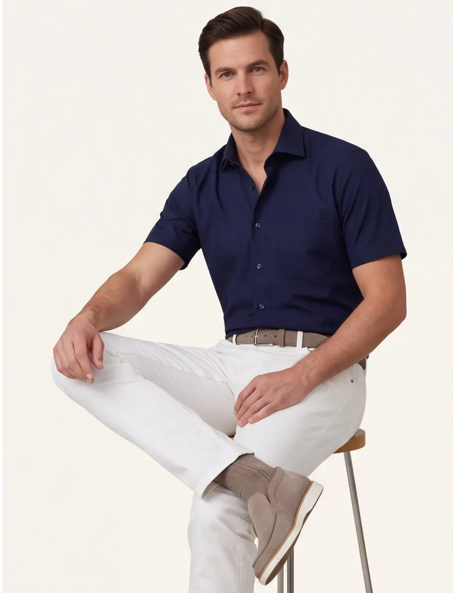 Donkerblauw overhemd Seidensticker Regular Fit