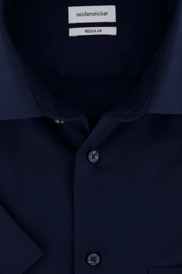 Seidensticker overhemd korte mouw Regular donkerblauw effen