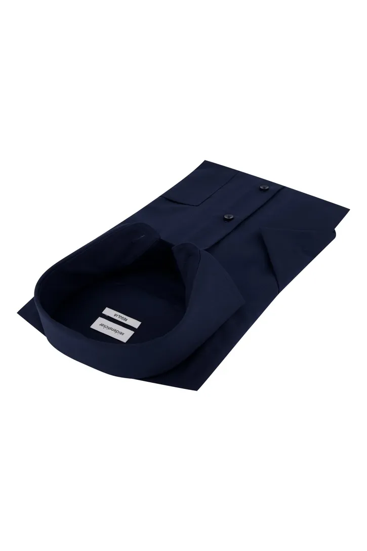 Seidensticker overhemd korte mouw Regular donkerblauw effen