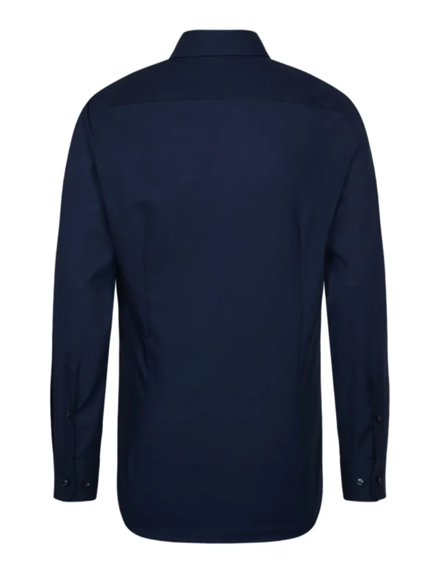 Overhemd Seidensticker donkerblauw Shaped Fit strijkvrij