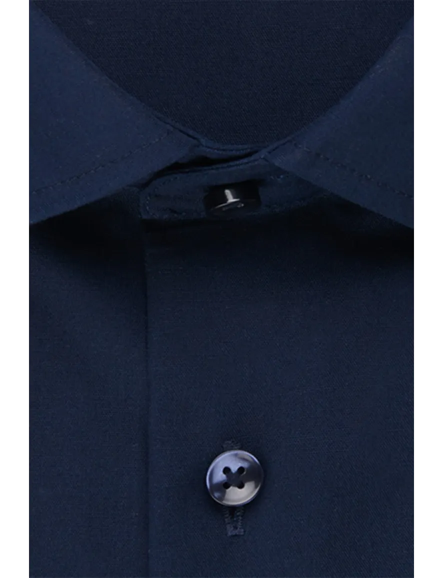 Overhemd Seidensticker donkerblauw Shaped Fit strijkvrij