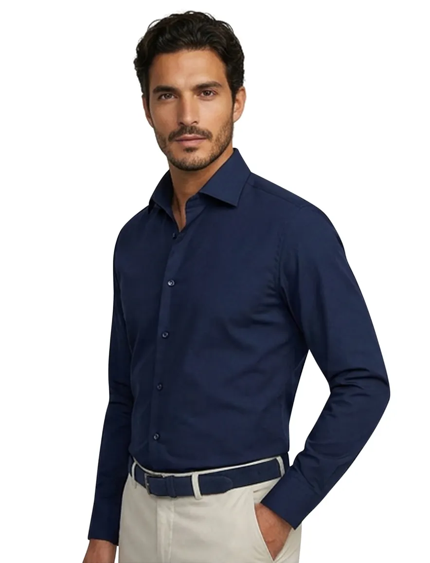 Overhemd Seidensticker donkerblauw Shaped Fit strijkvrij