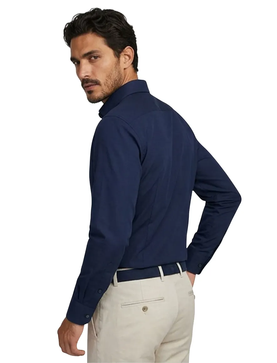 Overhemd Seidensticker donkerblauw Shaped Fit strijkvrij