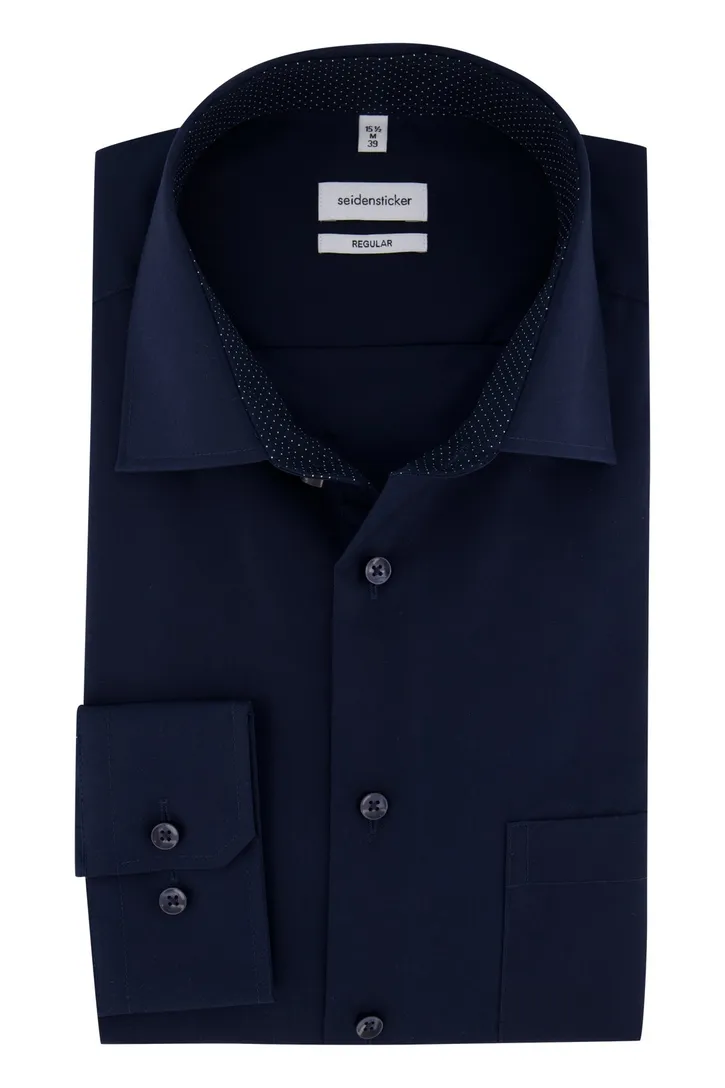 Seidensticker business overhemd Regular donkerblauw effen