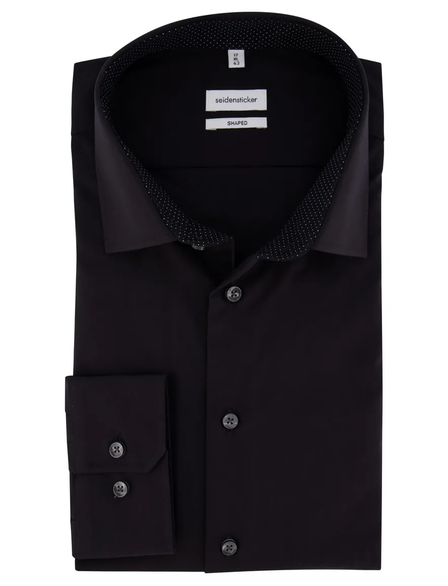 Seidensticker zwart overhemd Shaped Fit non iron