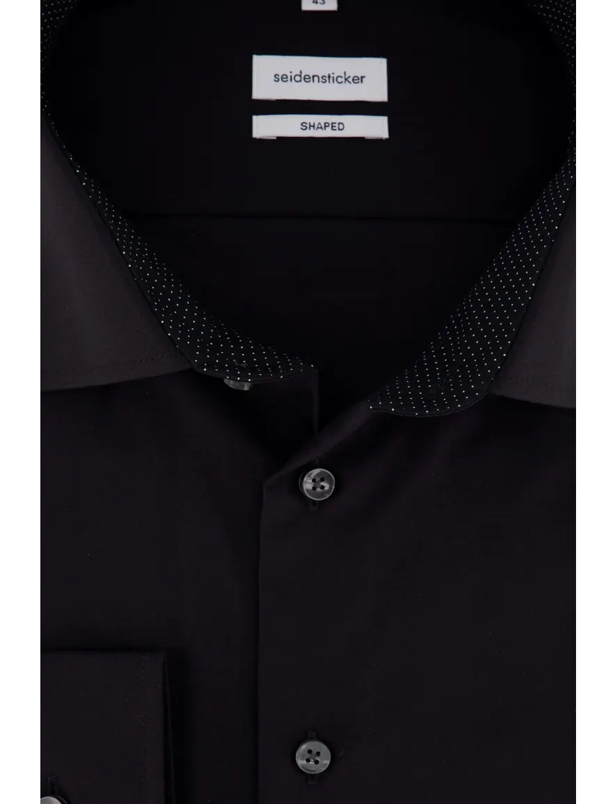 Seidensticker zwart overhemd Shaped Fit non iron