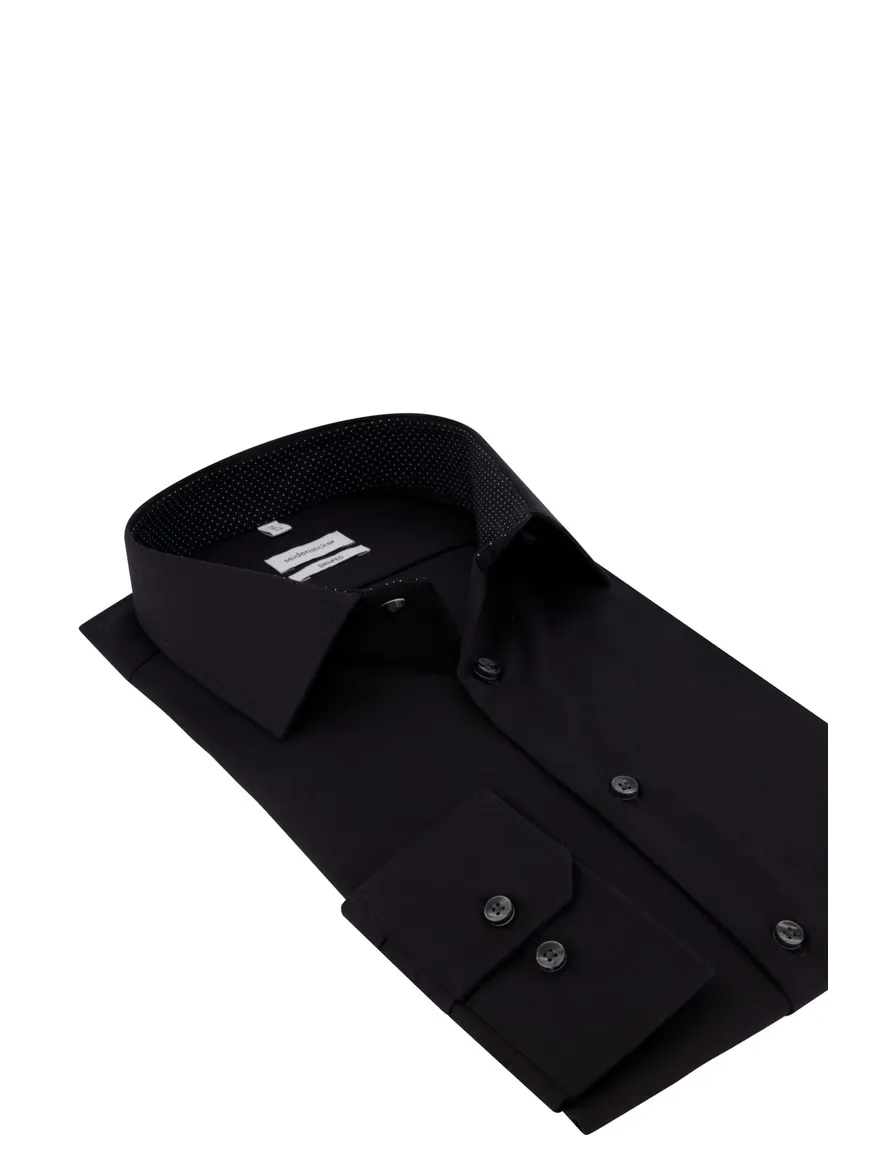 Seidensticker zwart overhemd Shaped Fit non iron